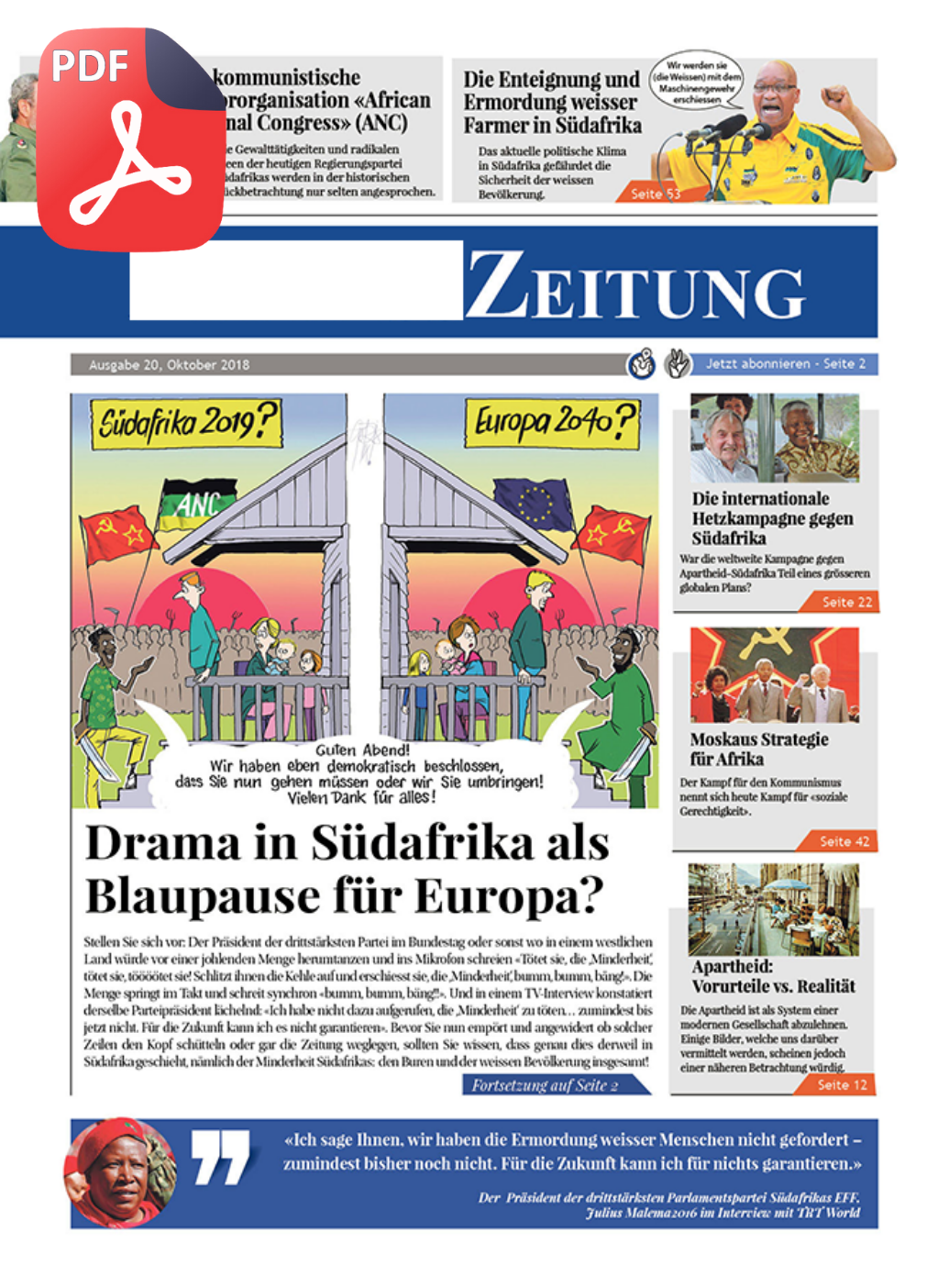 Ausgabe 20: Drama in Südafrika als Blaupause für Europa?