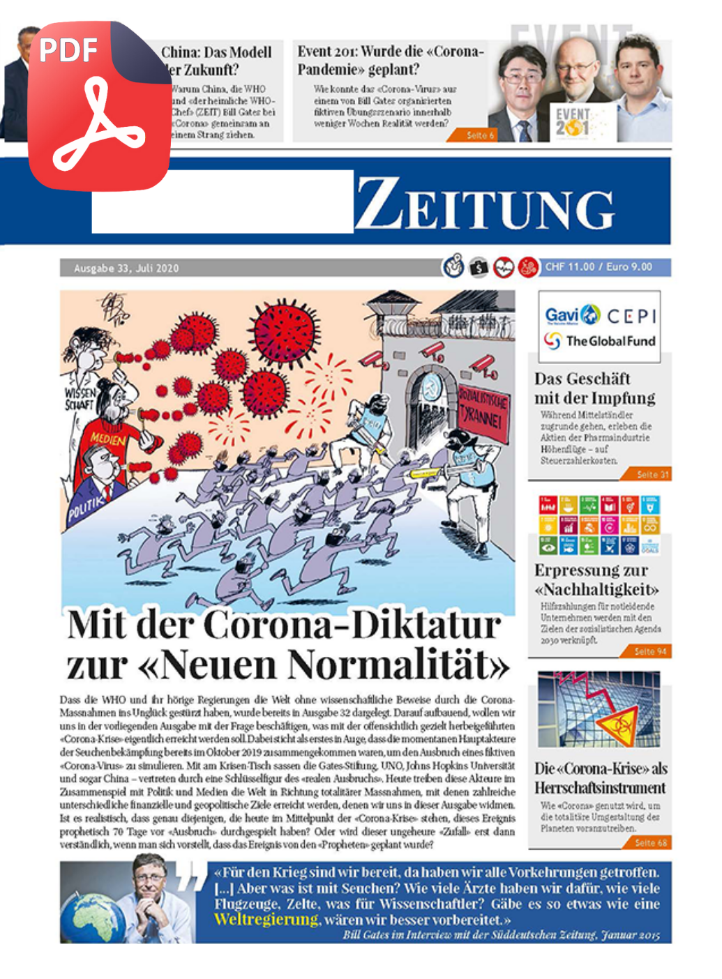 Ausgabe 33:  Mit der Corona-Diktatur zur «Neuen Normalität»